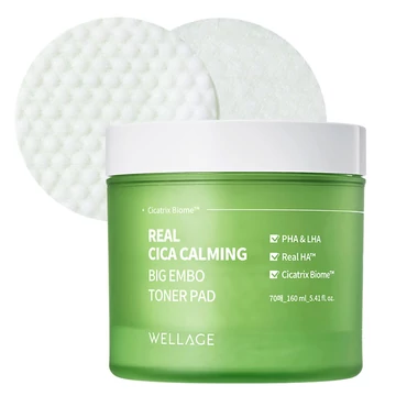 Wellage Real Cica Calming Big Embo Toner Pad 