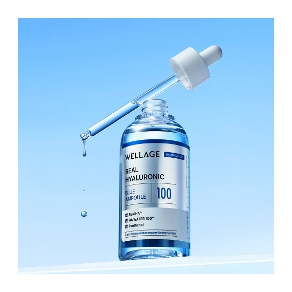 Wellage Real Hyaluronic Blue 100 Ampoule – Intenzív Hidratáló Szérum 60ml