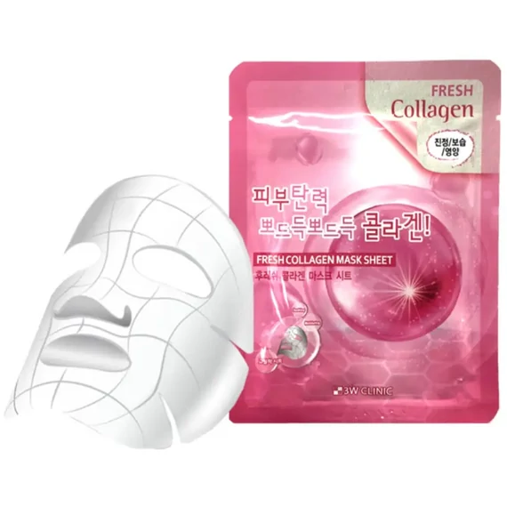 3W Clinic Fresh Collagen Mask Sheet – Vlažilna Maska za Obraz 23ml/1kos