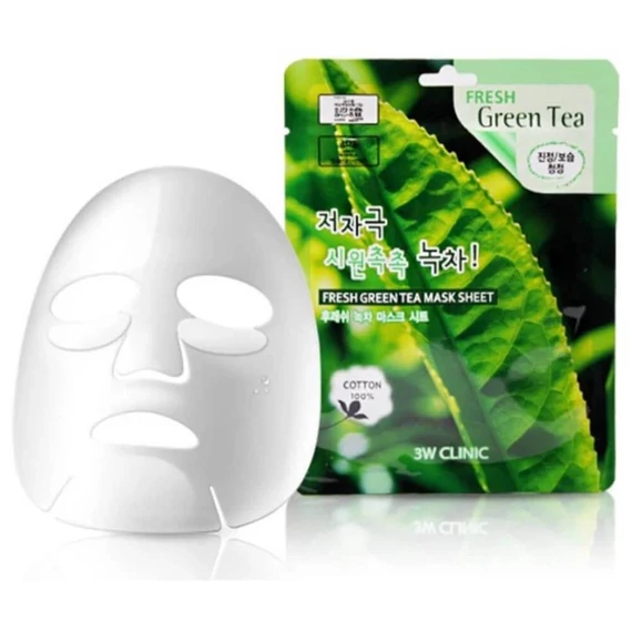 3W Clinic Fresh Green Tea Mask Sheet – Vlažilna Maska za Obraz 23ml/1kos