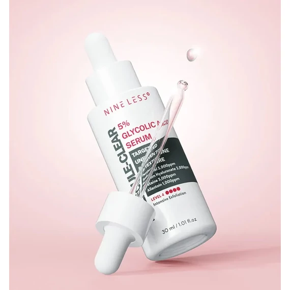 Nine Less Molecule-Clear 5% Glycolic Acid Serum – Serum-Peeling za Izboljšanje Teksture Kože 30ml