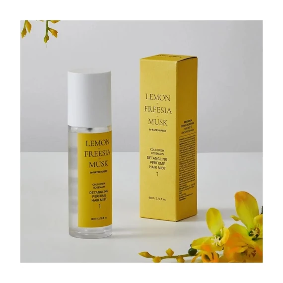 Rated Green Cold Brew Rosemary Detangling Perfume Hair Mist 1 – Dišeča Meglica za Lase "Lemon-Freesia-Musk" 80ml