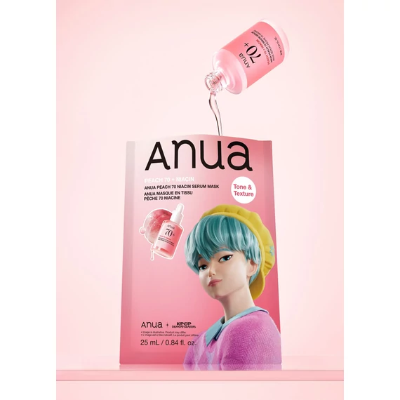 Anua K-Pop Demon Hunters Peach 70 Niacin Serum Face Mask – Rozświetlająca Maska w Płachcie 1szt./25ml