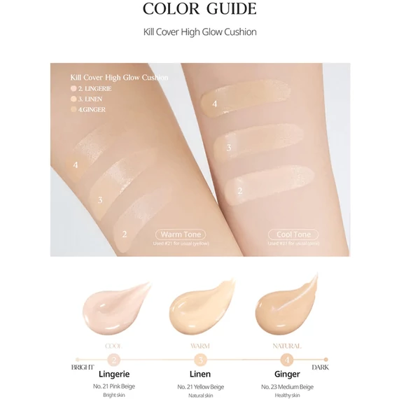 Clio Kill Cover High Glow Cushion SPF50+ PA+++ – 4 Ginger – Lekki Podkład Cushion (14g x 2szt.)