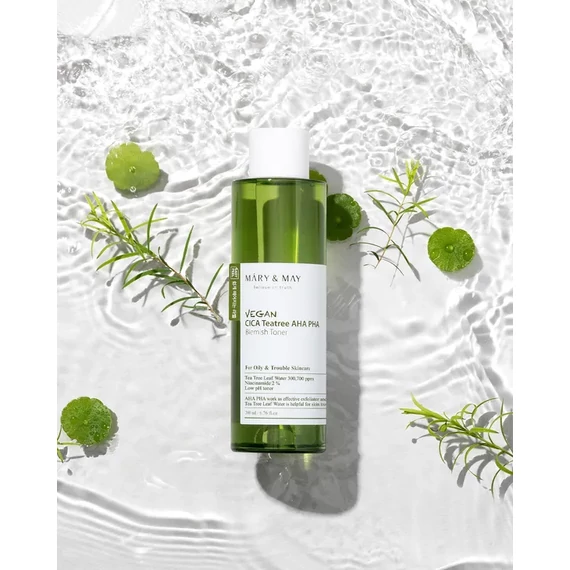 Mary&May Vegan Cica Tea Tree AHA PHA Blemish Toner – Pattanások Elleni Arctonik 200ml