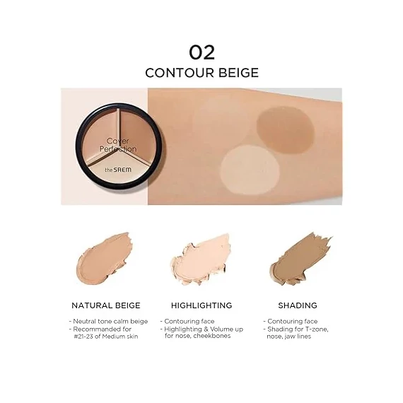 The Saem Cover Perfection Triple Pot Concealer – 02 Contour Beige – Kontúrozó Korrektor 4.5g