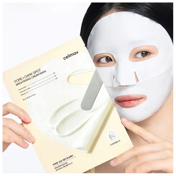 Celimax Pore+ Dark Spot Brightening Cream Mask – Mască Textilă Iluminatoare Cu Esență Crema 1buc/20g