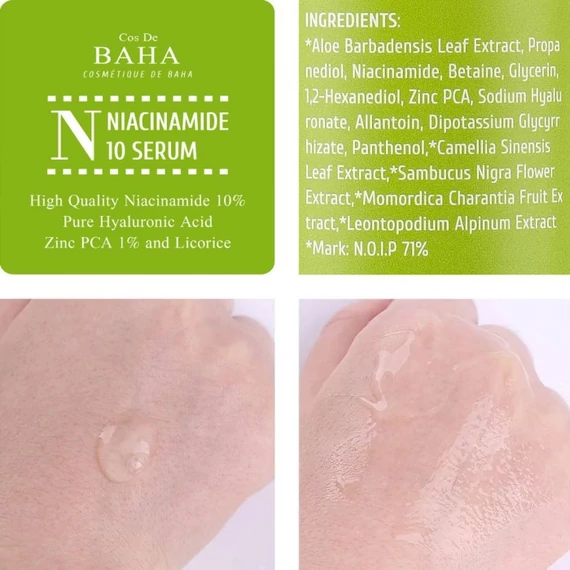 Cos De BAHA N Niacinamide 10 Serum SAMPLE - Arc Szérum Niacinamiddal SAMPLE 1.5ml