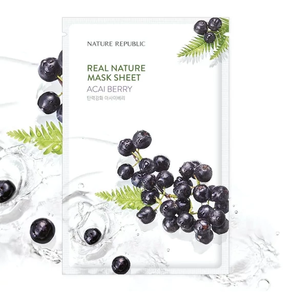 Nature Republic Real Nature Acai Berry Sheet Mask - Vlažilna Maska za Obraz 1kos/23ml