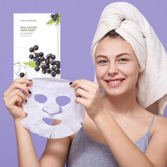 Nature Republic Real Nature Acai Berry Sheet Mask - Vlažilna Maska za Obraz 1kos/23ml