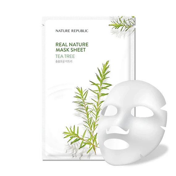 Nature Republic Real Nature Tea Tree Sheet Mask - Pomirjevalna Maska za Obraz 1kos/23ml