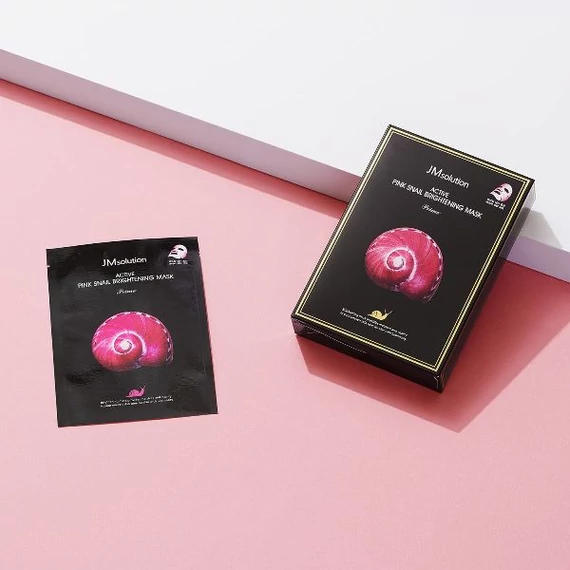 JMsolution Active Pink Snail Brightening Mask Prime – Tuchmaske Mit Schneckenschleim 1Stk/30ml