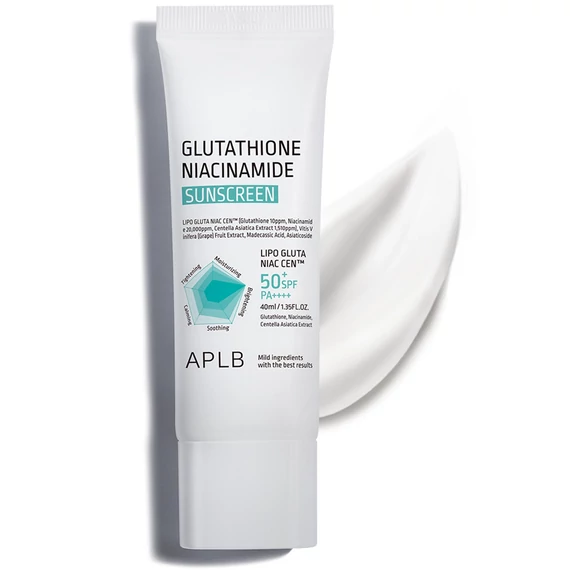 APLB Glutathione Niacinamide Sunscreen SPF50+ PA++++ – Arcra Való Fényvédő Krém Világosító Hatással 40ml
