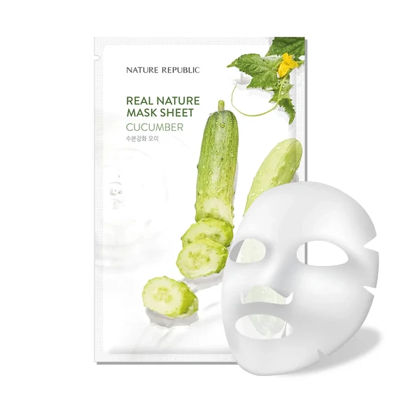 Nature Republic Real Nature Mask Sheet Cucumber – Maseczka W Płachcie Do Twarzy Z Ekstraktem Z Ogórka 1szt/23ml