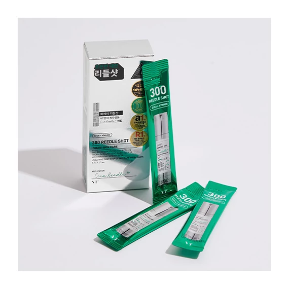 VT Cosmetics Reedle Shot 300 – Arcápoló Booster Szérum Készlet Mikrotűkkel A Bőrtextúra Javítására 10db×2ml