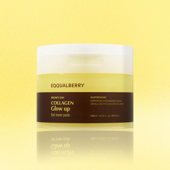 EQQUALBERRY Collagen Glow Up Gel Toner Pads – Kolagénové Gélové Tampóny Pre Žiarivú Pokožku 60ks/140ml