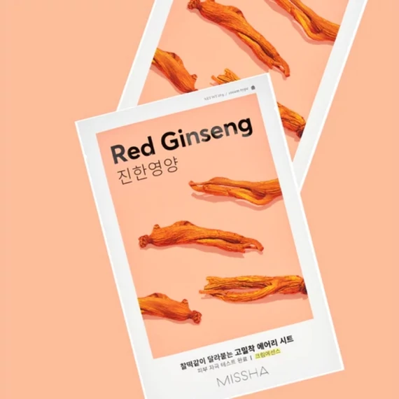 Missha Airy Fit Sheet Mask - Red Ginseng – Vyživujúca Textilná Maska s Extraktom z Červeného Ženšenu 19g