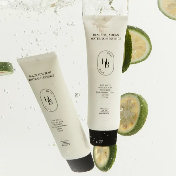 HEVEBLUE Black Yuja Bean Water Sun Essence SPF 50+ PA++++ – Cremă Solară Hidratantă Pentru Față 50ml