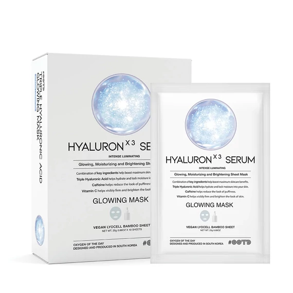 OOTD BEAUTY Triple Hyaluron Serum Glowing Mask – Intensiv Feuchtigkeitsspendende Gesichtsmaske 1Stk/25g