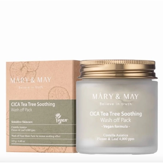 Mary&May CICA TeaTree Soothing Wash off Pack - Agyagos Maszk érzékeny Bőrre 125g